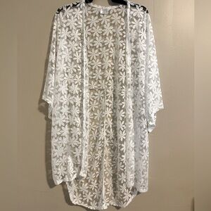 Siren lily white flower maternity cardigan, size small!